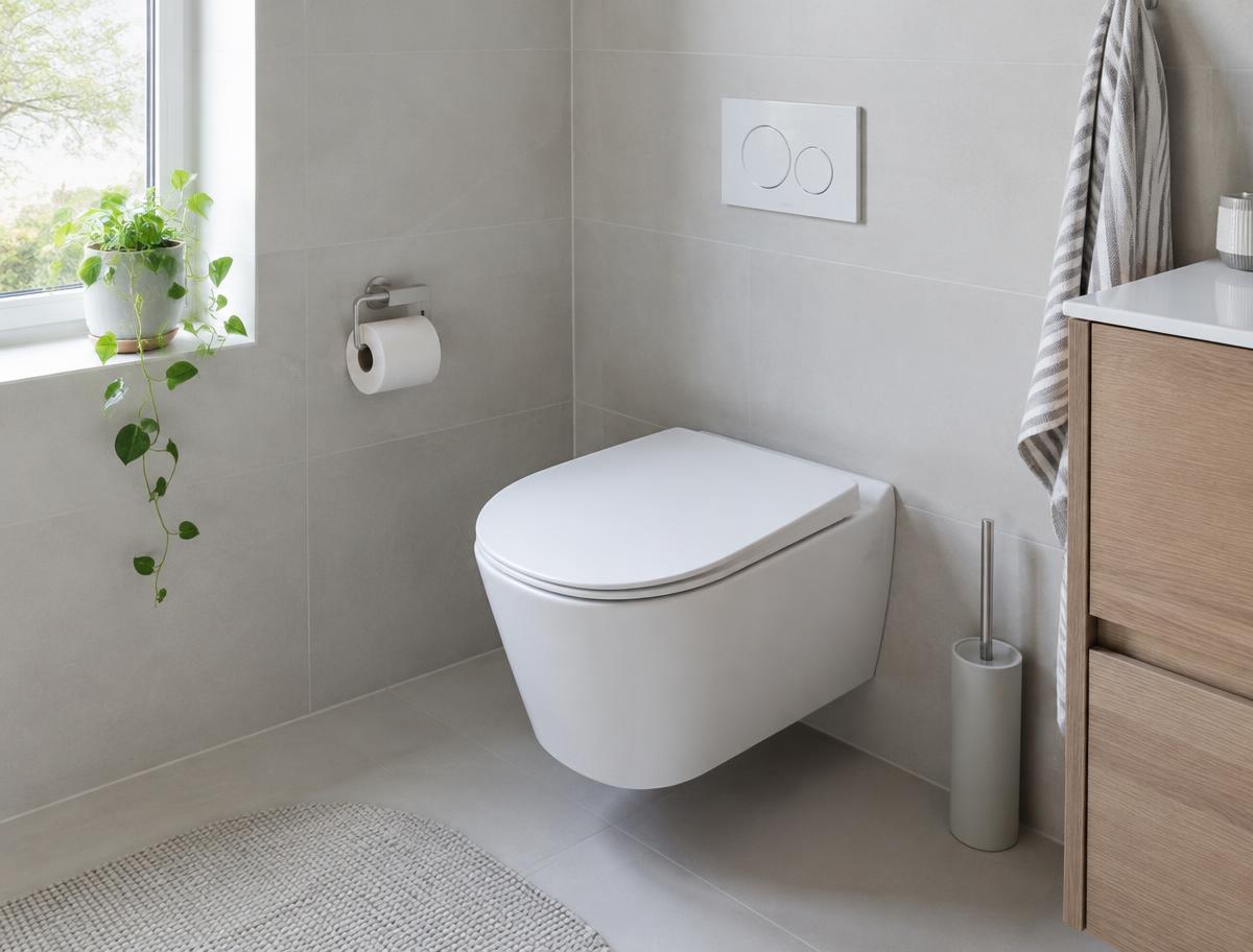 Detalje fra en færdig installation: udskiftning af toilet